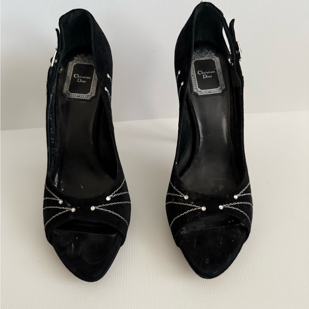 Vintage Christian Dior black velvet pumps
